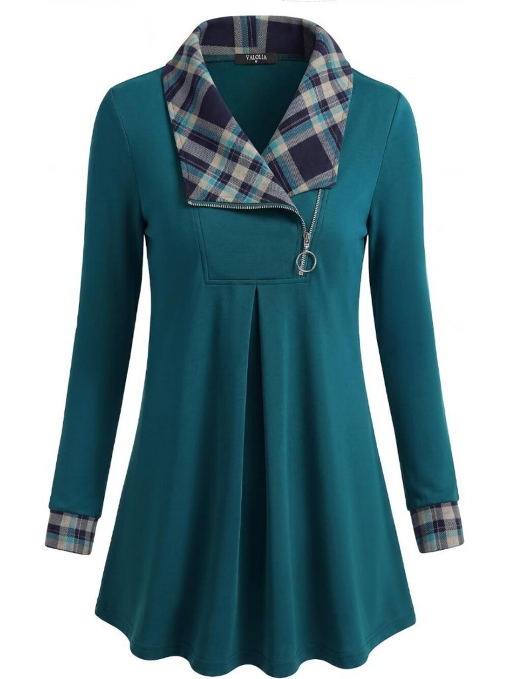 Casual Long Sleeve Zipper Lapel Sweatshirt Tunic - Women's Fashion Pullover Top